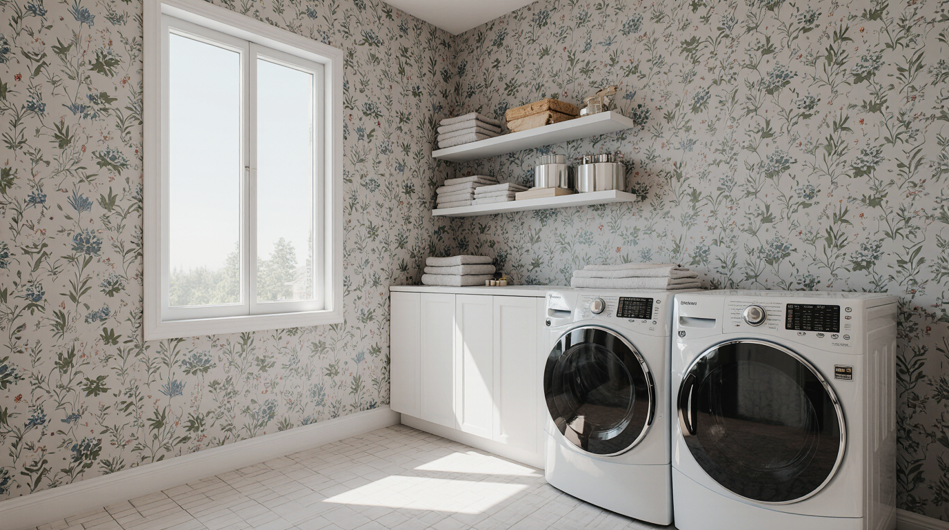 Wallpaper In Laundry Room